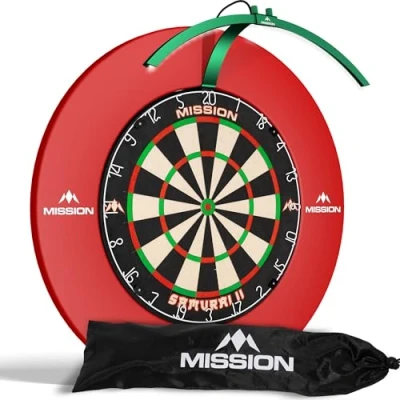 Image de Mission Darts Torus 100 Cible de fléchettes pliable et portable avec système d&#039;éclairage voyage (vert métallique)