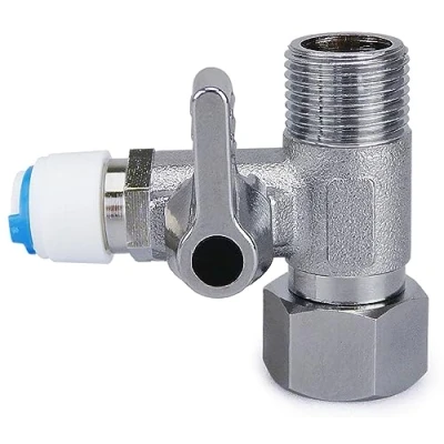 Image de smardy V004 Robinet d&#039;Arrêt Quick Adaptateur en T 3/8x3/8x1/4&quot; Raccord d&#039;Eau Vanne de Tuyau pour Raccorder 2 Appareils