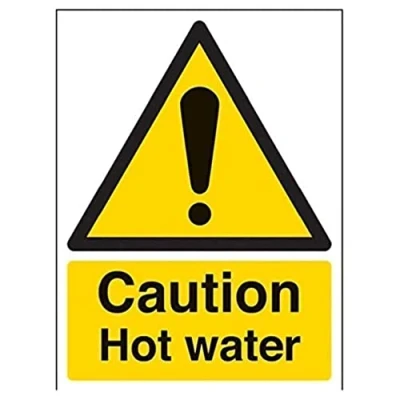 Image de vsafety 62006 an r Panneau d&#039;avertissement &quot;Attention Eau Chaude Température, en plastique rigide, Portrait, 150 mm x 200 mm, noir/jaune