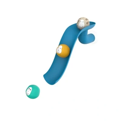 Image de Matchstick Monkey, Ensemble de toboggans Bain, Jouet Bain antimicrobien pour bébé, Facile à saisir, Apprentissage sensoriel Diapositives (1 Toboggan + 3 Roches Amusantes