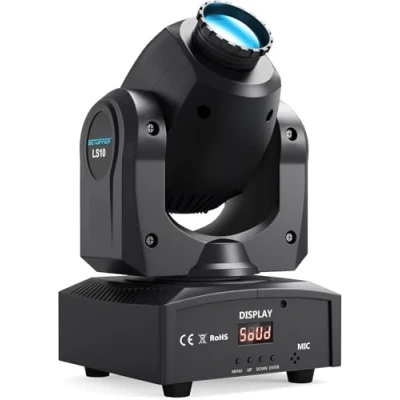 Image de BETOPPER Dj Lyre Wash Jeu de Lumière Soirée Spot Led 10W Projecteur Lamp Tête Mobile DMX 7 Gobo Faisceau 9/11CH Éclairage Scène Luminaire pour Fête Club Mariage Bar Noël LS10 1 Pièce