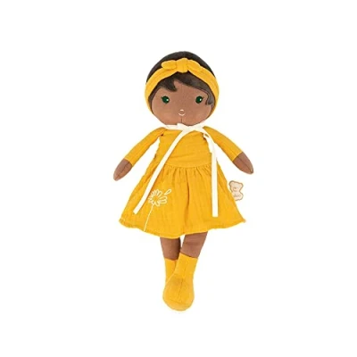 Image de KALOO Tendresse Ma 1ère Poupée en Tissu Naomie de Chiffon 32 cm Robe Jaune Jolie Boite Cadeau et Ruban Personnalisable Dès la Naissance, K200009