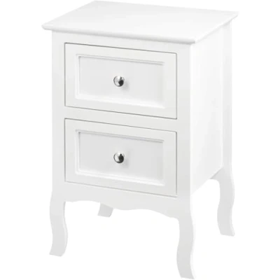 Image de WOLTU TS119ws Table de Chevet en Design Rétro et Classique d&#039;appoint pour Salon Basse avec 2 Tiroirs Nuit MDF Blanc