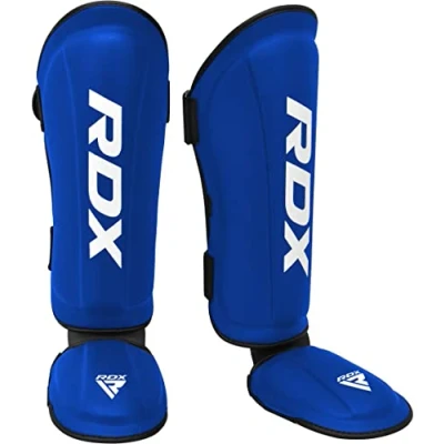 Image de RDX Protège Tibia Pied Boxe, Shin Instep Guard, Maya Hide Cuir, SATRA SMMAF Approuvé, Protection pour Arts Martiaux, Karaté d’entraînement, MMA Kick Boxing Muay Thai
