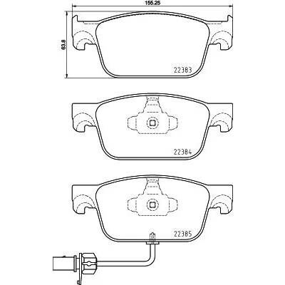 Image de HELLA 8DB 355 024 951 Jeu de plaquettes frein contact signal d&#039;usure inclus AUDI: A4 B9 Avant, Berline, A5 Sportback