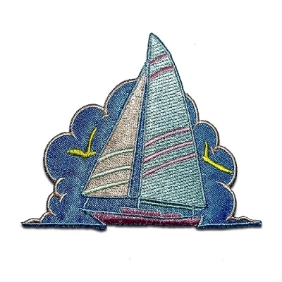 Image de Voilier Bateau Ecusson Thermocollant Patches Appliques, Taille: 7 x 8,5 cm