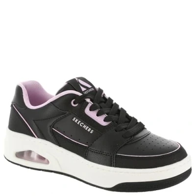 Image de Skechers Femme Uno Court ONU Cour, Cuir Noir, Garniture en Rose Duraleather, 38 EU