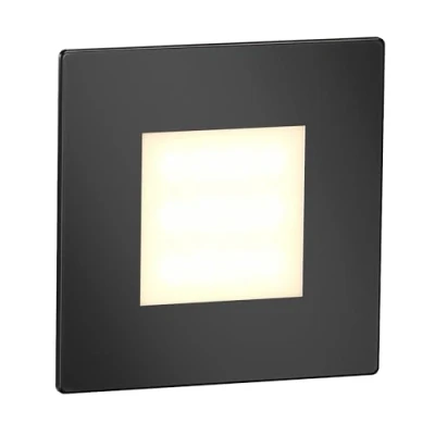 Image de ledscom.de Lampe d&#039;escalier/encastrée dans le mur FEX pour l&#039;intérieur et l&#039;extérieur, carrée, noire, 85 x 85mm, blanc chaud, lumière d&#039;orientation, spot encastré mur, éclairage