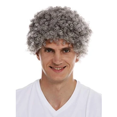 Image de WIG ME UP MMAM 9M K686 Perruque Carnaval Hommes Femmes Courte Afro bouclée frisée Gris