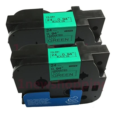 Image de NEOUZA Lot de 2 rouleaux ruban adhésif laminé TZe TZ compatible avec Brother P Touch 24 mm x 5 m (TZe D51 noir sur vert fluorescent)