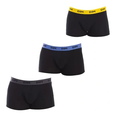 Image de DIM Boxer Homme Mix and Colors x3, Noir ceinture jaune/bleu/gris, XXL