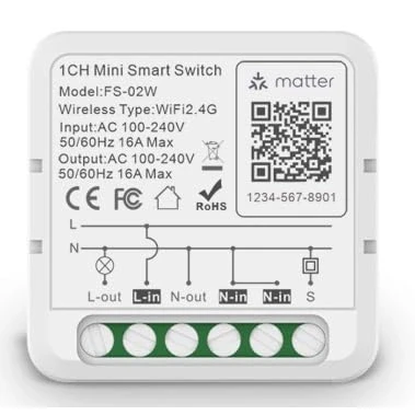 Image de Matter Smart Mini commutateur relais DIY fonctionne avec Apple Homekit&amp; Alexa &amp; Google Home, App et contrôle vocal,16A
