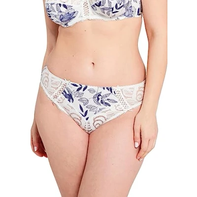 Image de SANS COMPLEXE, Slip Modèle Amélie Print, avec Dentelle Graphique, à l&#039;arrière Un imprimé très Tendance, pour Femme, Imprime Feuillage Bleu Ruban, 38 40