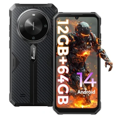 Image de FOSSiBOT F105 Smartphone Incassable Android 14, 6.745&quot; HD+ écran Etanche, 10300mAh Telephone Portable Incassable, 12Go(4+8)+64Go/128Go Extensible, 20MP+8MP/4G Dual SIM/OTG/GPS/Face ID