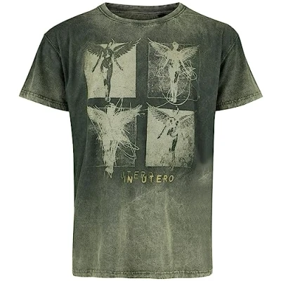 Image de Nirvana in Utero Collage Homme T Shirt Manches Courtes Vert M 100% Coton Regular/Coupe Standard