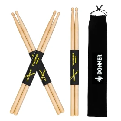 Image de Donner Lot de 3 paires baguettes classiques en bois d&#039;érable avec sac transport
