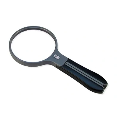 Image de Carson loupe Split Handle, grossissement de 2x, avec une poignée divisée, petite lentille incorporée, 3,5x, et fonction éclairage par LED (HF 11)
