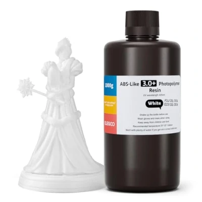 Image de ELEGOO ABS Like 3.0+ Résine Imprinmante 3D, Blanc 1000g, 3.0 Plus à Haute Résistance la Chaleur, Viscosité et Retrait Faible, Durcissement UV 405nm pour Imprimante 3D MSLA/LCD/DLP