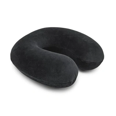Image de Amazon Basics Semi circulaire Coussin tour de cou en mousse à mémoire forme, Noir
