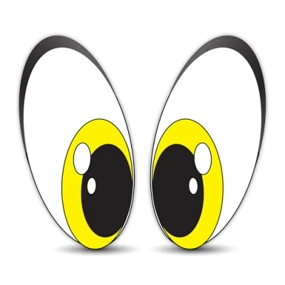 Image de SkinoEu® 2 x Autocollants Stickers Vinyle Paire Yeux Jaune Casque Eyes Voiture Camion Fenêtre Porte Auto Moto Vélo Tuning B 76