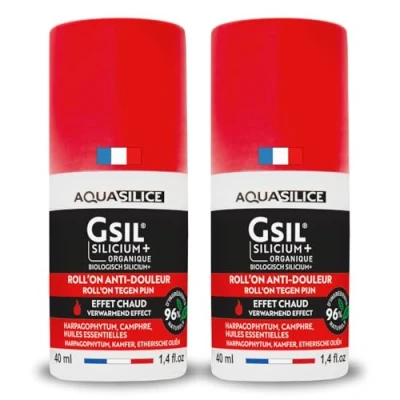 Image de Lot x2 GSIL Roll&#039;on Gel Surconcentré Articulaire de Massage à Action Chauffante Relaxe et Dénoue les Tensions Silicium Organique, Harpagophytum &amp; Huiles Essentielles 2x 40 ml