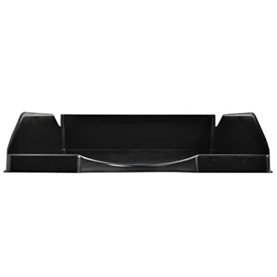 Image de Exacompta Réf. 123014D 1 corbeille à courrier ECOTRAY dimensions utiles 34 x 25 6,5 cm pour documents au format A4+ peut contenir 500 feuilles couleur noir certifié Ange Bleu