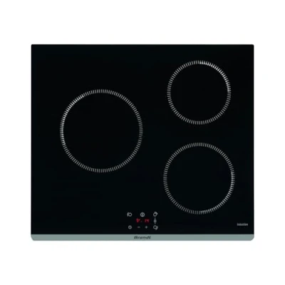 Image de Brandt BPI4361B Plaque Induction Table de Cuisson Encastrable Noir 3 Foyers 5900W Dimensions Encastrement : 56x49cm Précision et Performances Pack 10 Sécurités Fabriqué en France