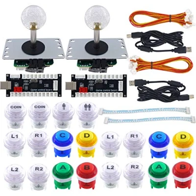 Image de SJ@JX Kit de jeu d&#039;arcade à monter soi même, 2 joueurs, encodeur USB, bouton joystick pour Raspberry Mame Jamma NES PC Windows