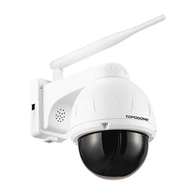 Image de Topodome Caméra de sécurité extérieure avec LED Infrarouge Invisible, IP Pan Tilt 5MP sans Fil, Carte SD 32G à l&#039;intérieur, RTSP/Détection humanoïde/Audio 2 Way/Sirène d&#039;alarme/ IP66