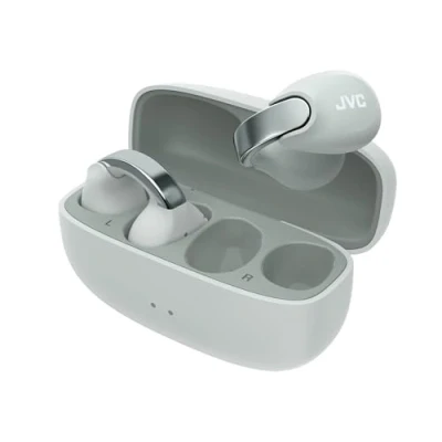 Image de JVC nearphones Style Clip d&#039;oreille Ecouteurs sans Fils avec Boucle Brillante, Confortables, Bluetooth 5.3, Connexion multipoints, autonomie 24H, Application dédiée HA NP1T H (Gris Ciel)