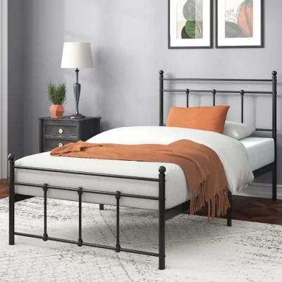 Image de Zinus Nicholas lit 80 x 190 cm 31 de Haut Simple Structure en métal avec tête et Pied Noir