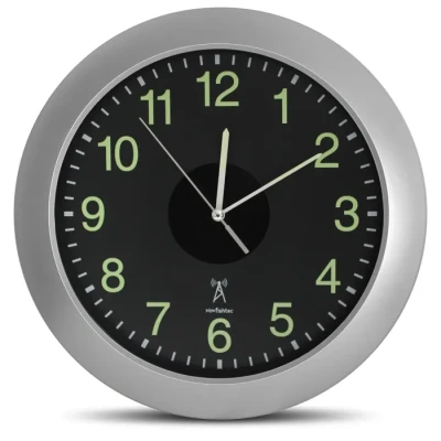 Image de FISHTEC Horloge Murale Analogique Solaire et Radio-Pilotée - Grands Chiffres - Ø30 cm