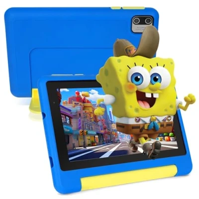 Image de Cheerjoy Tablette Enfants 7 Pouces, pour Android 13 Quad Core, 8Go+64G0+128Go, Contrôle Parental, 2500mAh, Wi FI, Bluetooth, Type C, avec Kid Proof Étui (Bleu)
