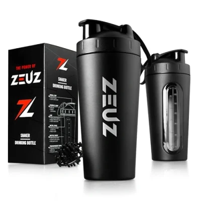 Image de ZEUZ® Tasse à Shake en acier inoxydable de qualité supérieure Sans BPA 700 ml (Noir Mat)