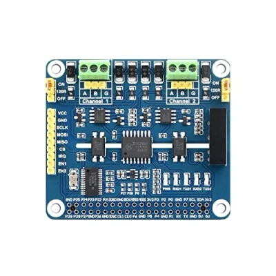 Image de Waveshare 2 Channel Isolated RS485 Expansion Hat for Raspberry Pi SC16IS752+SP3485 Solution with Multi Onboard Protection Circuits