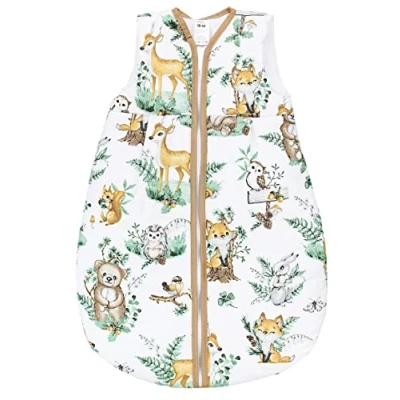 Image de TupTam Gigoteuse Bébé tout au long de l&#039;année, certifiée OEKO TEX, 2.5 TOG, sans manches, rembourrée, Animaux en feuilles, 92 98