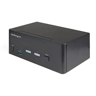 Image de StarTech.com Commutateur KVM HDMI 2.0, 2 Ports, Écrans 4K 60Hz Ultra HDR de Bureau 2.0 avec Hub USB 3.0, Ports (5Gbps) et 4x HID, Audio TAA (SV231DHU34K6)