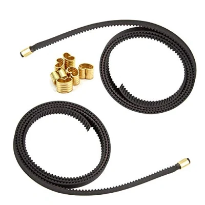 Image de Zeberoxyz GT2 Lot de 2 courroies ouvertes en caoutchouc Noir Longueur 1,2 m Largeur 6 mm avec 8 boucles cuivre pour imprimante 3D Ender3 Ender5 CR10 (courroie ouverte)