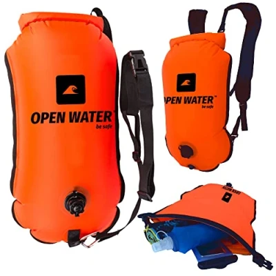 Image de OPENWATER bouée gonflable pour la natation et le sac à dos 3en1 grande avec une poche sèche les choses 28L de triathlon