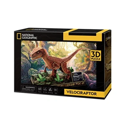 Image de National Geographic Puzzle 3D Velociraptor Enfant Dinosaure De Puzzles Modèles À Assembler 63 Pièces