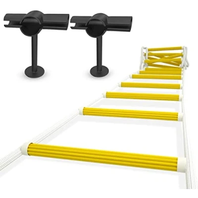 Image de Échelle de Corde Escalier Secours 2,5 m avec stabilisateurs d&#039;extension d&#039;urgence Résistant aux intempéries Crochets à Ressort Rapide déployer et Facile Utiliser