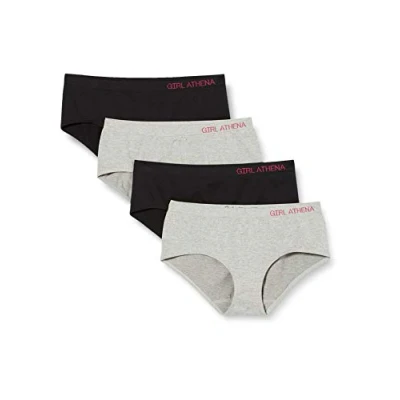 Image de Girl by Athena Lot de 4 SANS COUTURES FASHION 8D67 Sous vêtement Fille, GRIS CHINE/NOIR/GRIS CHINE/NOIR, 12 ans 10