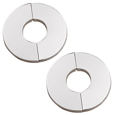 Image de Lot de 2 cache robinets en acier inoxydable chromé pour trou 42 mm
