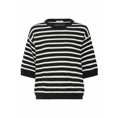 Image de b.young Mikala Vafffel Tshirt imprimé, Femme, Taille: Medium, Black mix