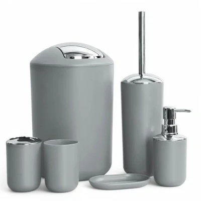 Image de Jeu de 6 accessoires salle bain Dont distributeur savon, brosse WC et porte Grau Design 2