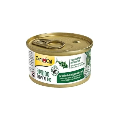 Image de GimCat ShinyCat Duo Thon aux courgettes Aliment pour chats à base de filet juteux sans sucre ajouté adultes 24 boîtes (24 70 g)