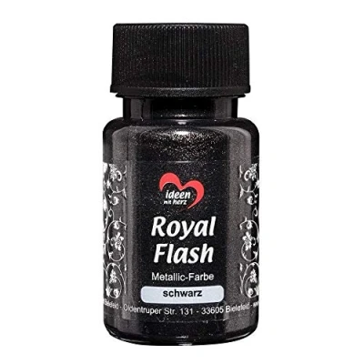 Image de ideen mit herz Royal Flash peinture métallique acrylique brillance métallique, avec de fines particules paillettes séchage rapide à base d&#039;eau 50 ml (noir)