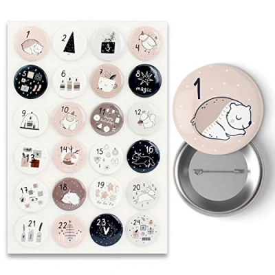 Image de Papierdrachen Buttons Calendrier de l&#039;Avent Rose/bleu