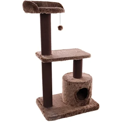 Image de Flamingo Arbre à Chat Hathi Brun 78x49,5x121cm Poteau Plateformes rembourrées et cachette rembourrée