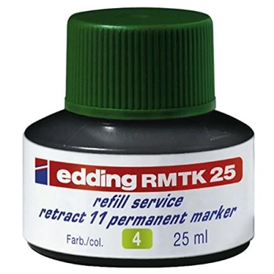 Image de edding RMTK 25 recharge d&#039;encre verte ml avec système capillaire, idéale pour recharger proprement et sans complication le marqueur permanent retract 11.